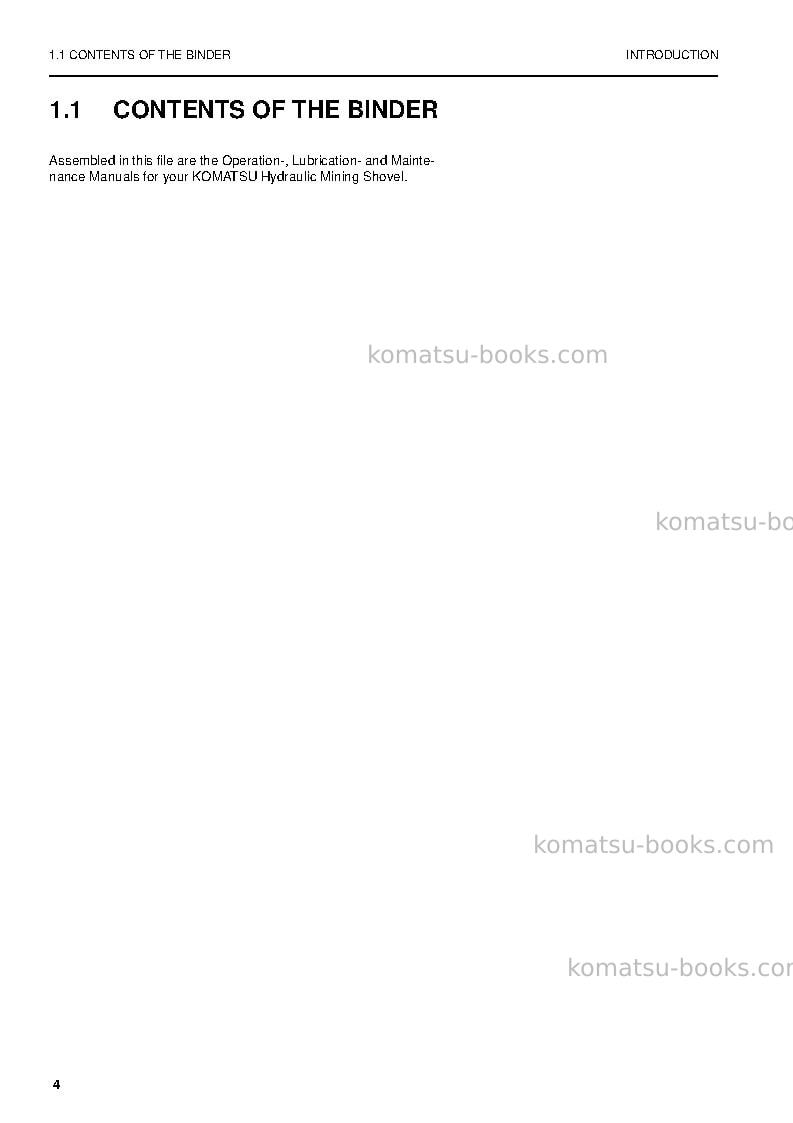 Komatsu pc5500-6deu Operation manual cover Page 4 Komatsu pc5500-6deu Operation manual cover Page 4