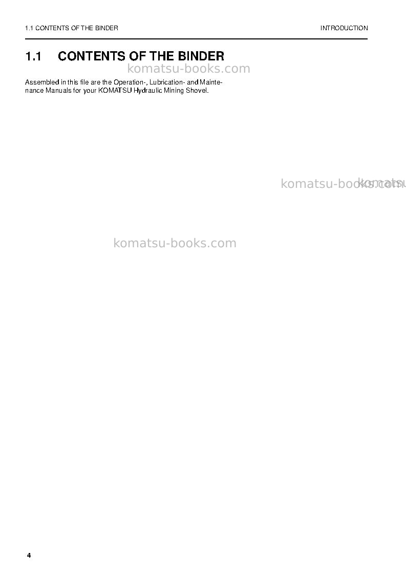 Komatsu pc5500-6deu Operation manual cover Page 4 Komatsu pc5500-6deu Operation manual cover Page 4