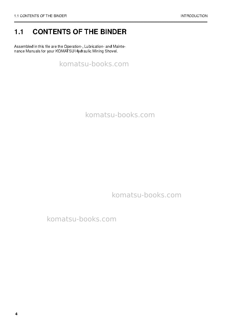 Komatsu pc5500-6deu Operation manual cover Page 4 Komatsu pc5500-6deu Operation manual cover Page 4