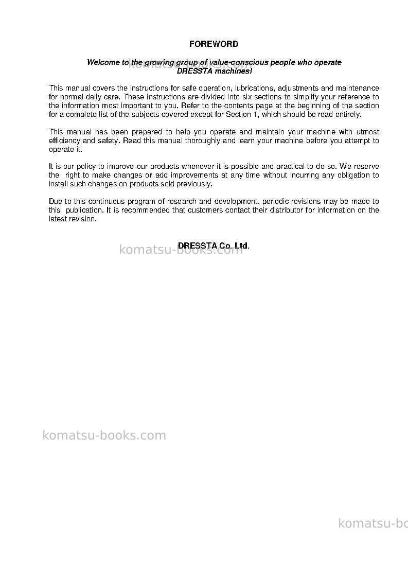 Komatsu td-20h Operation manual cover Page 4 Komatsu td-20h Operation manual cover Page 4