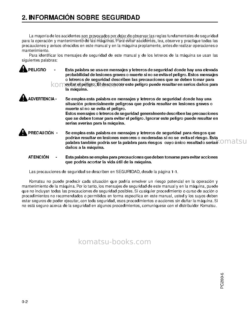 Komatsu pc200lc-6jpn Manual de operación cover Page 4