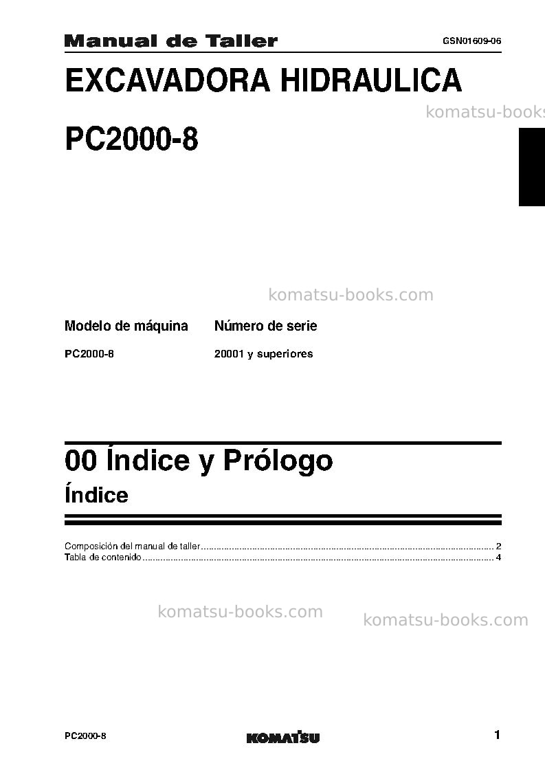 Komatsu pc2000-8jpn--30c degree Reparación y mantenimiento cover Page 4