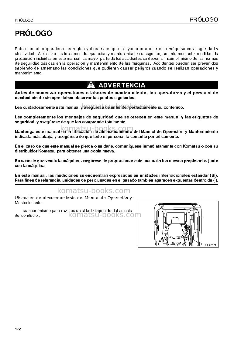 Komatsu pc200-8jpn-work equipment grease 500h Manual de operación cover Page 4
