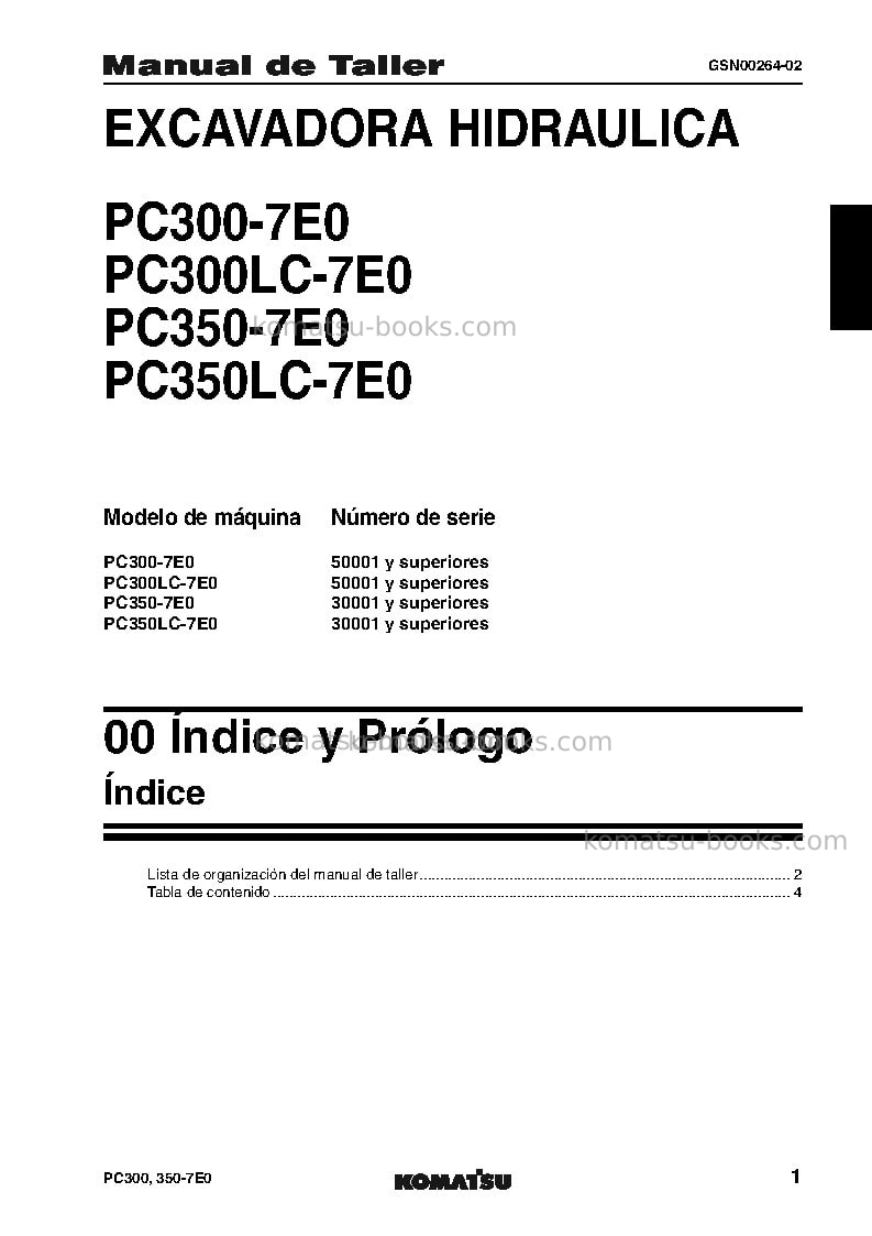 Komatsu pc300-7jpn-e0, work equipment grease 500h Reparación y mantenimiento cover Page 4