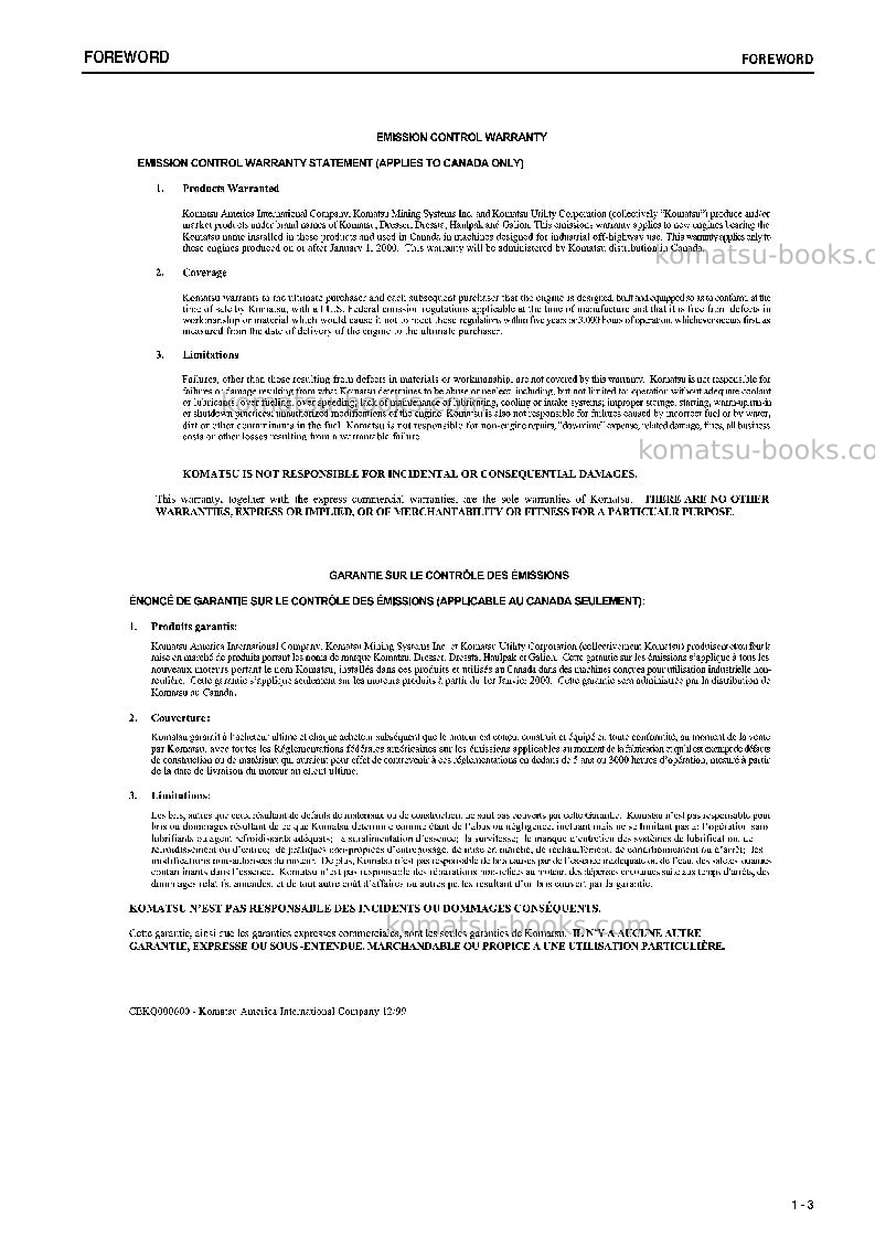 Komatsu d155a-5jpn--50c degree Operation manual cover Page 4