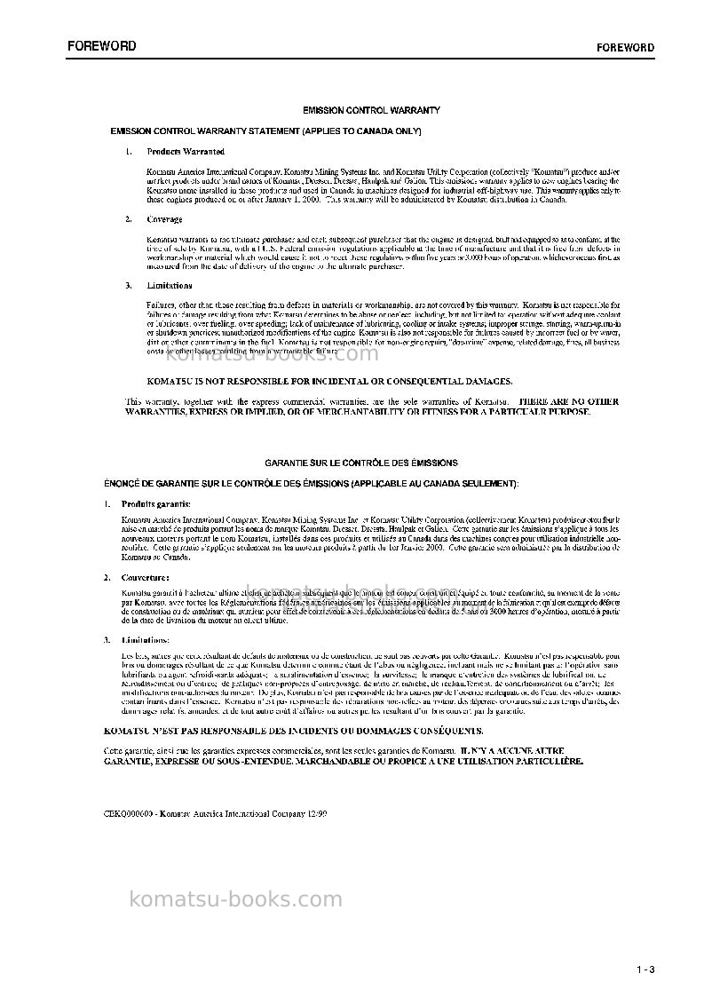 Komatsu d475a-5jpn--30c degree Operation manual cover Page 4