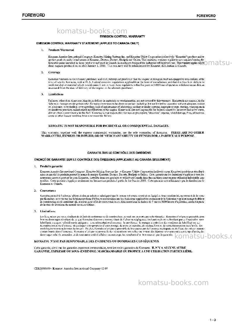 Komatsu pc270-8jpn-work equipment grease 500h Operation manual cover Page 4 Komatsu pc270-8jpn-work equipment grease 500h Operation manual cover Page 4