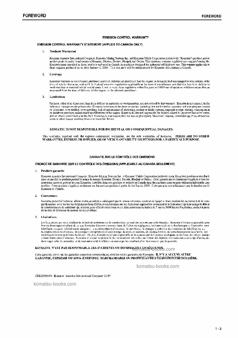 Komatsu d475a-5jpn-tier2 Betriebsanleitung Titelseite Seite 4 Komatsu d475a-5jpn-tier2 Betriebsanleitung Titelseite Seite 4