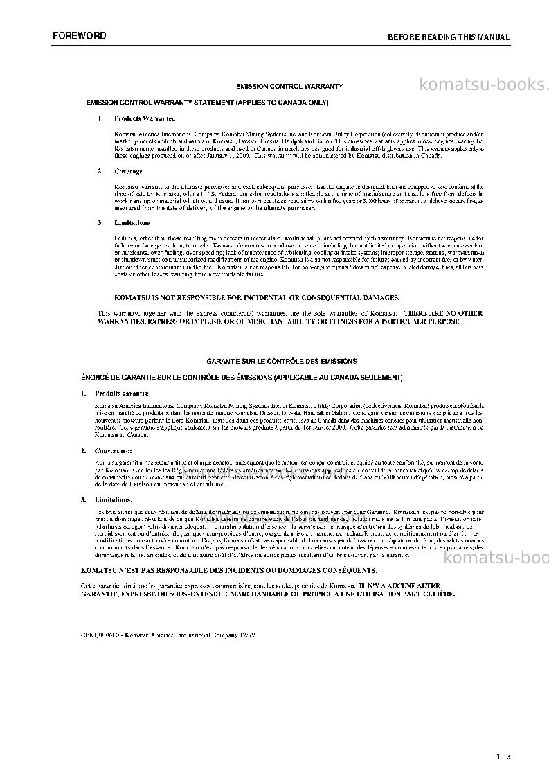 Komatsu hd405-7jpn Operation manual cover Page 4 Komatsu hd405-7jpn Operation manual cover Page 4