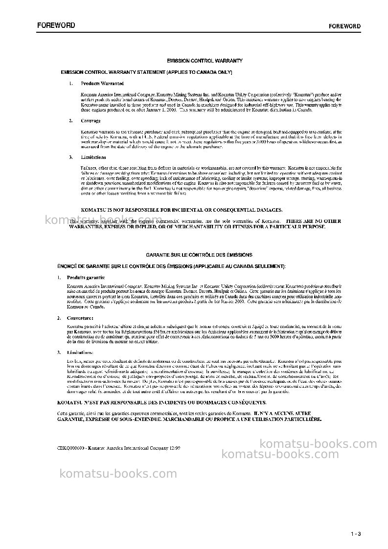 Komatsu pc1250sp-8jpn Operation manual cover Page 4 Komatsu pc1250sp-8jpn Operation manual cover Page 4