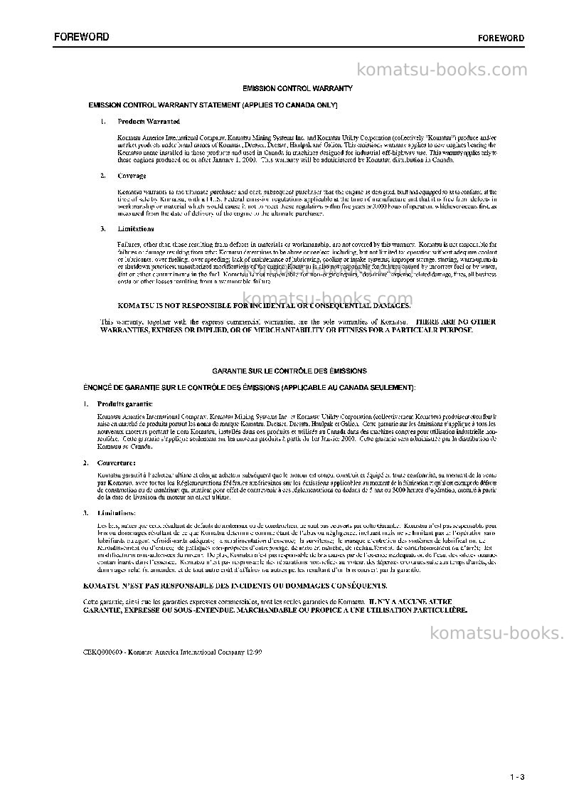 Komatsu pc270-8jpn-work equipment grease 100h Operation manual cover Page 4