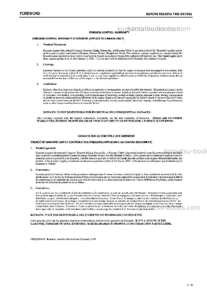 Komatsu wa800-3jpn-e0 Operation manual cover Page 4 Komatsu wa800-3jpn-e0 Operation manual cover Page 4