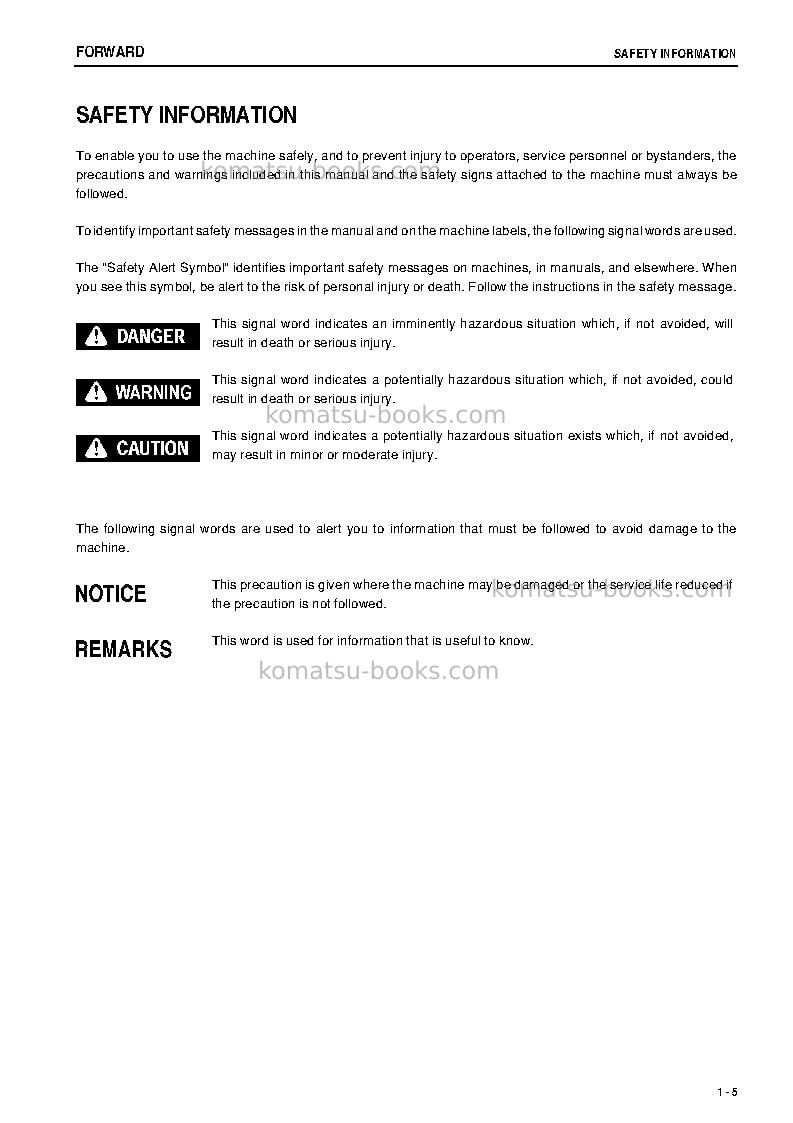 Komatsu hd785-7ind-50c degree m/c spec Operation manual cover Page 4 Komatsu hd785-7ind-50c degree m/c spec Operation manual cover Page 4