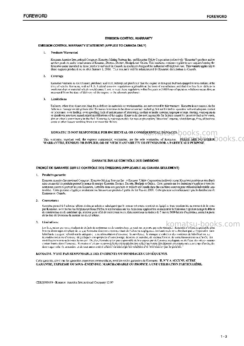 Komatsu d155a-5jpn Operation manual cover Page 4 Komatsu d155a-5jpn Operation manual cover Page 4