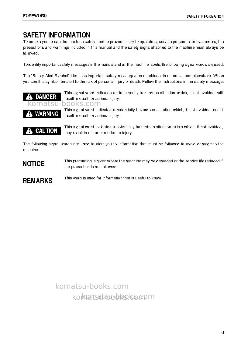 Komatsu wa250-6jpn Operation manual cover Page 4