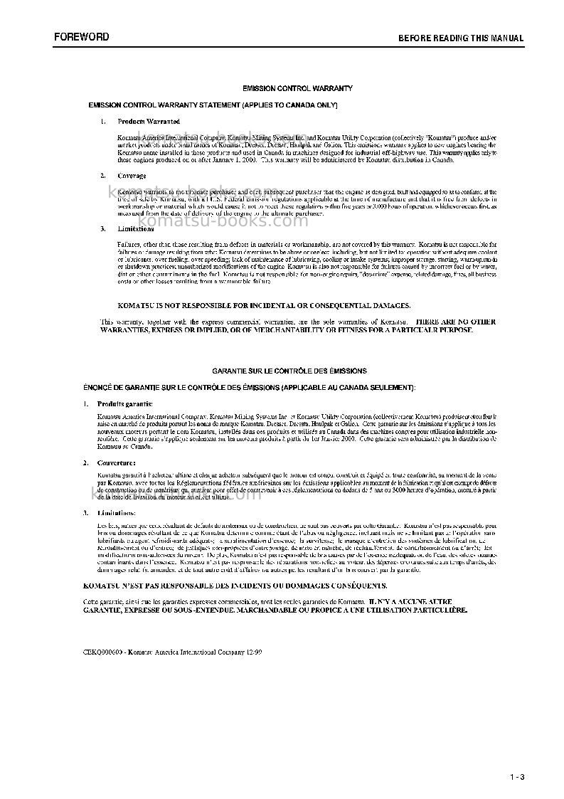 Komatsu pc2000-8jpn--30c degree Operation manual cover Page 4 Komatsu pc2000-8jpn--30c degree Operation manual cover Page 4