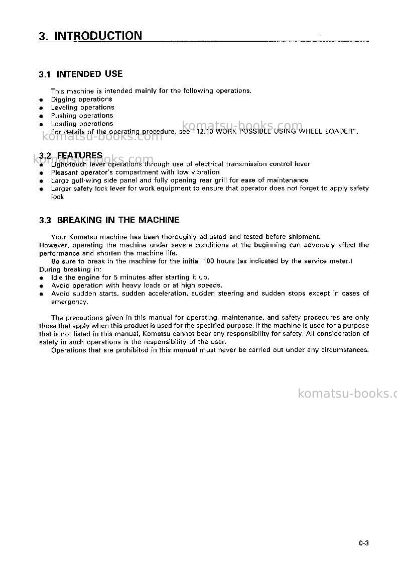 Komatsu wa180-3jpn Operation manual cover Page 4 Komatsu wa180-3jpn Operation manual cover Page 4