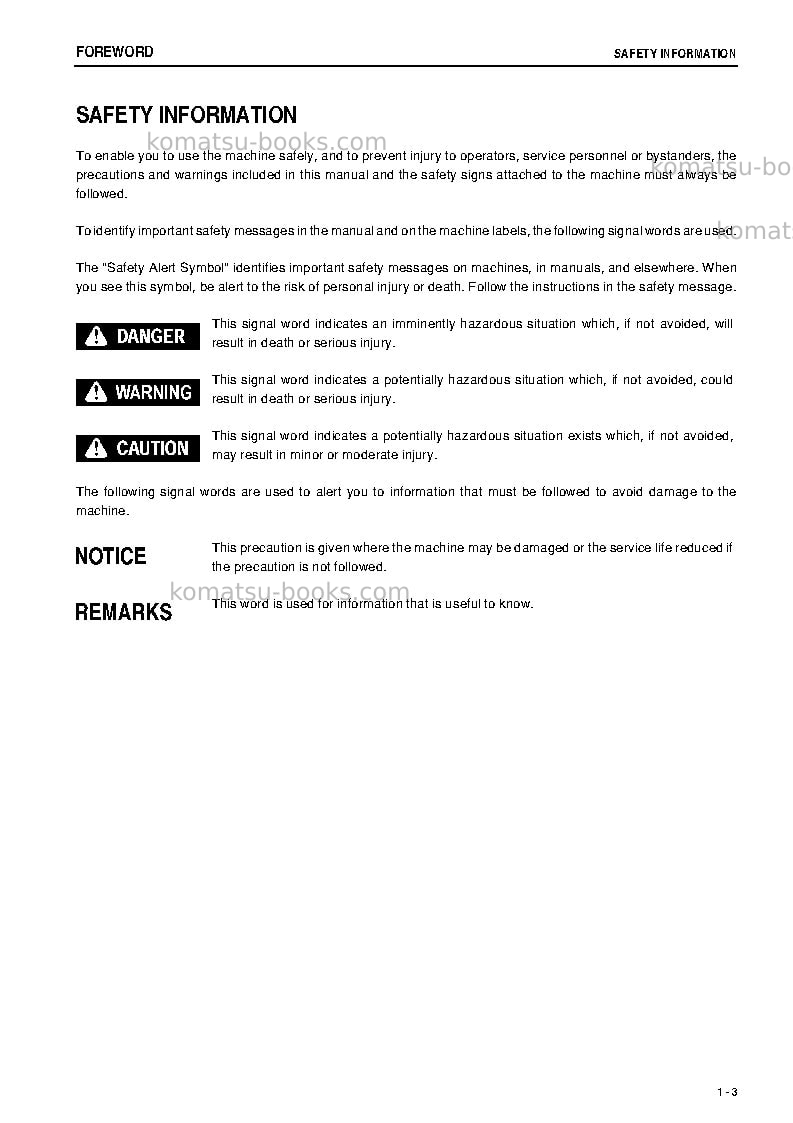 Komatsu pc400-8jpn-w/o egr, work equipment grease 500h Operation manual cover Page 4 Komatsu pc400-8jpn-w/o egr, work equipment grease 500h Operation manual cover Page 4