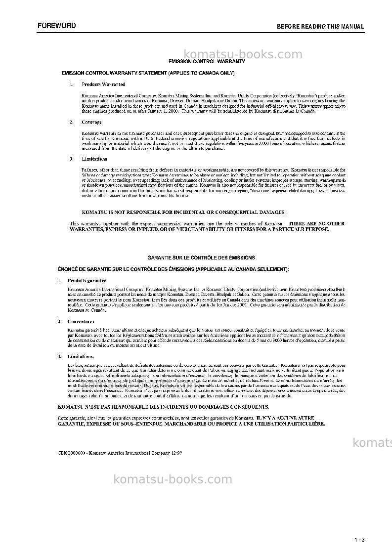 Komatsu d155ax-6jpn Operation manual cover Page 4 Komatsu d155ax-6jpn Operation manual cover Page 4