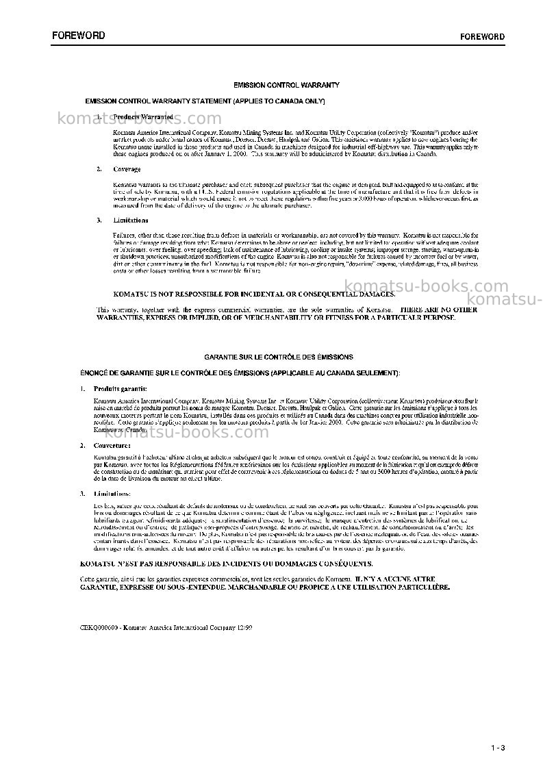 Komatsu d85c-21jpn--50c degree for cis Operation manual cover Page 4
