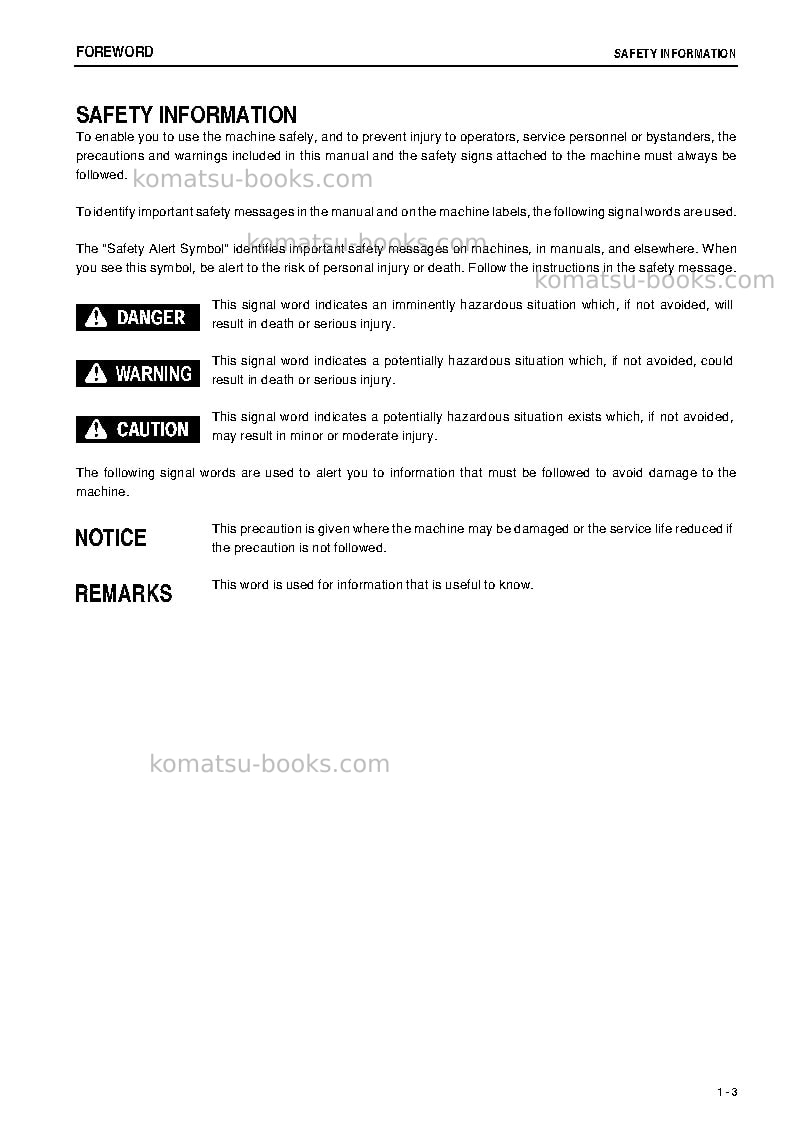 Komatsu hm250-2jpn Operation manual cover Page 4 Komatsu hm250-2jpn Operation manual cover Page 4