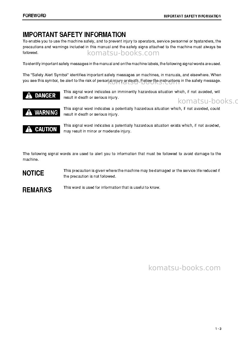 Komatsu d85px-15jpn-tier3 Operation manual cover Page 4 Komatsu d85px-15jpn-tier3 Operation manual cover Page 4