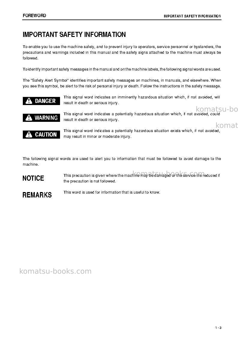Komatsu d85ex-15jpn-r Operation manual cover Page 4 Komatsu d85ex-15jpn-r Operation manual cover Page 4
