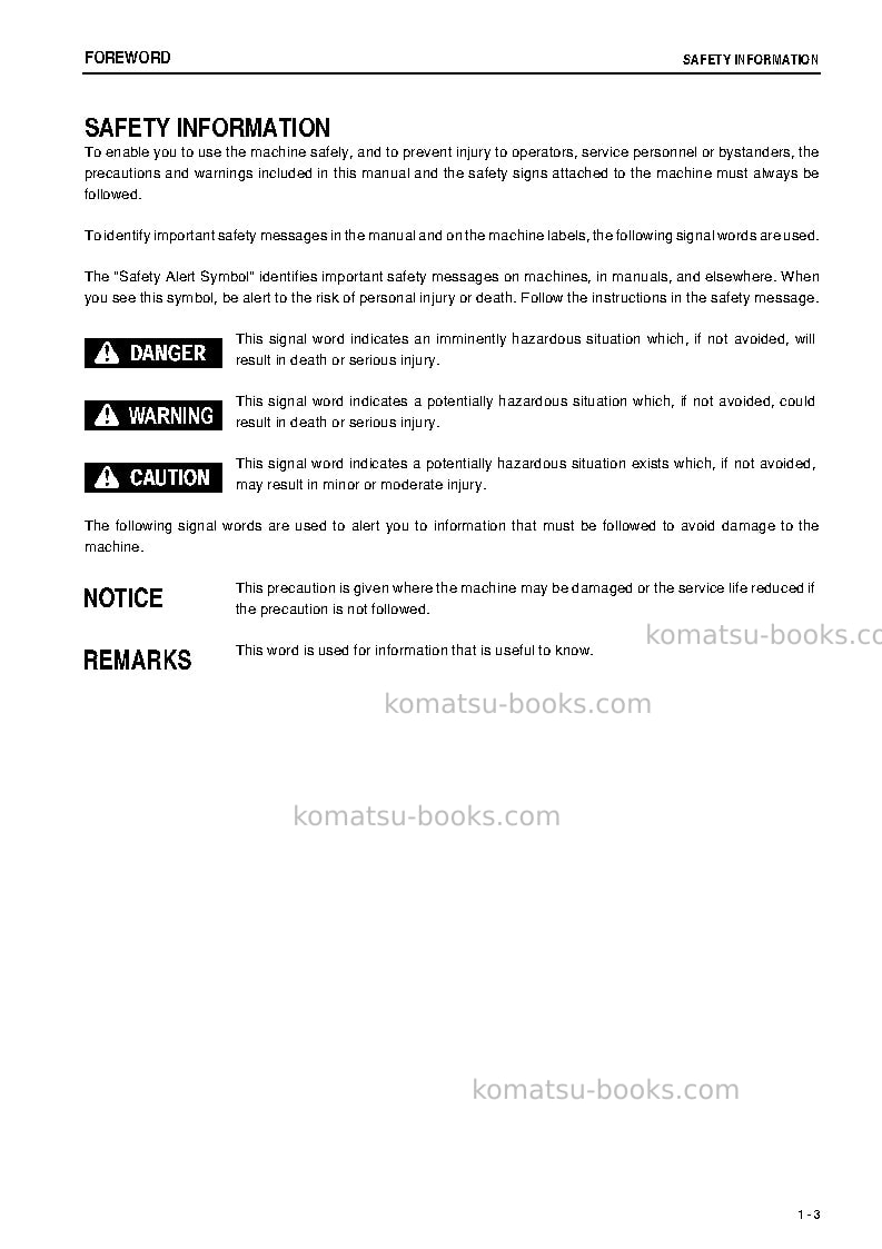 Komatsu wa430-6jpn Operation manual cover Page 4 Komatsu wa430-6jpn Operation manual cover Page 4