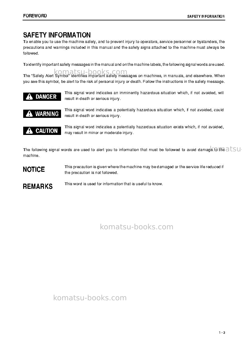 Komatsu gd555-5jpn Operation manual cover Page 4 Komatsu gd555-5jpn Operation manual cover Page 4