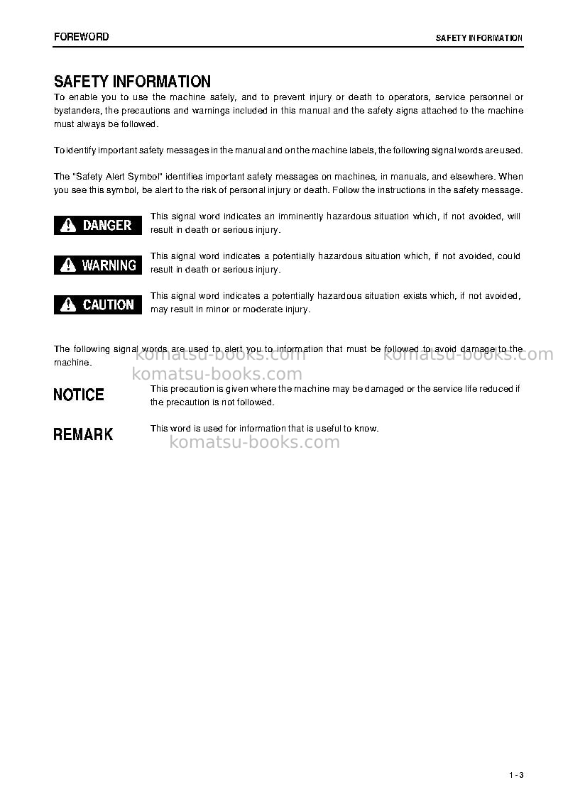 Komatsu gd675-5jpn Operation manual cover Page 4 Komatsu gd675-5jpn Operation manual cover Page 4
