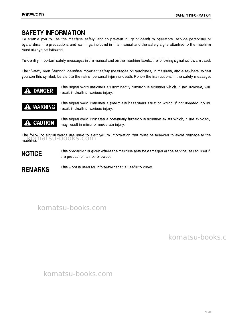 Komatsu d475asd-5jpn-tier2, super dozer Operation manual cover Page 4 Komatsu d475asd-5jpn-tier2, super dozer Operation manual cover Page 4