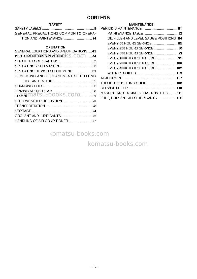 Komatsu gd663a-2jpn Operation manual cover Page 4 Komatsu gd663a-2jpn Operation manual cover Page 4