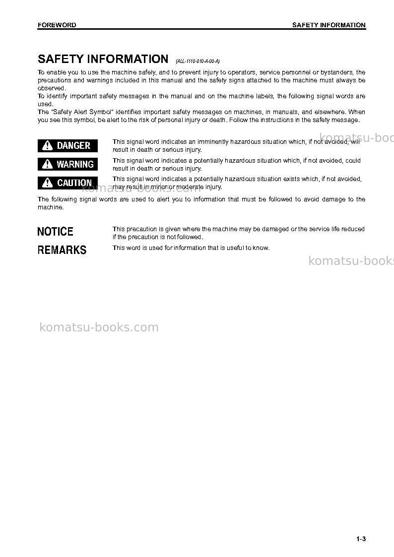 Komatsu wa380-7jpn-for eu Operation manual cover Page 4 Komatsu wa380-7jpn-for eu Operation manual cover Page 4