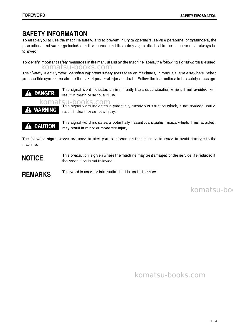Komatsu pc200lc-8jpn-m0, for china Operation manual cover Page 4 Komatsu pc200lc-8jpn-m0, for china Operation manual cover Page 4