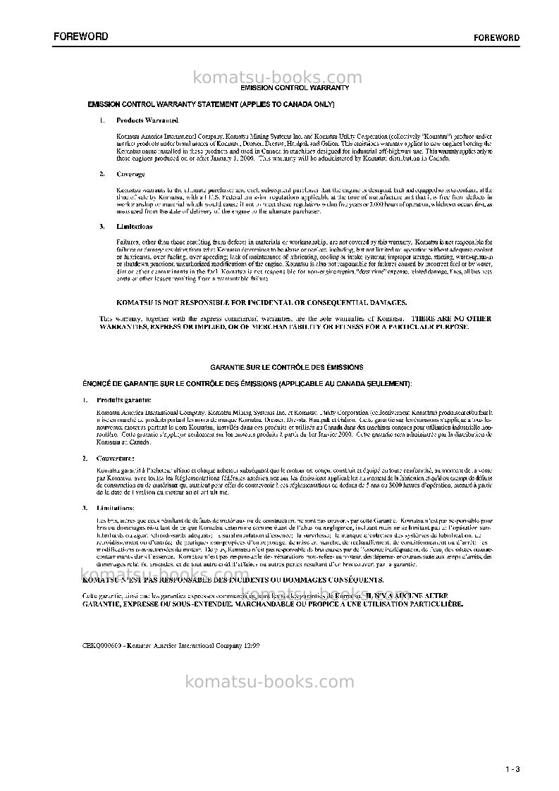 Komatsu d63e-12jpn-trimming dozer for china Operation manual cover Page 4 Komatsu d63e-12jpn-trimming dozer for china Operation manual cover Page 4
