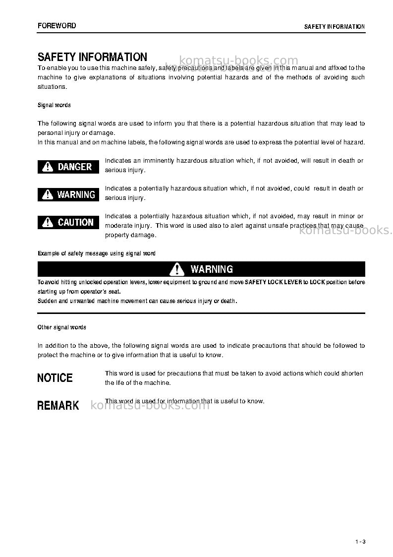 Komatsu gd825a-2jpn-e0 Operation manual cover Page 4 Komatsu gd825a-2jpn-e0 Operation manual cover Page 4
