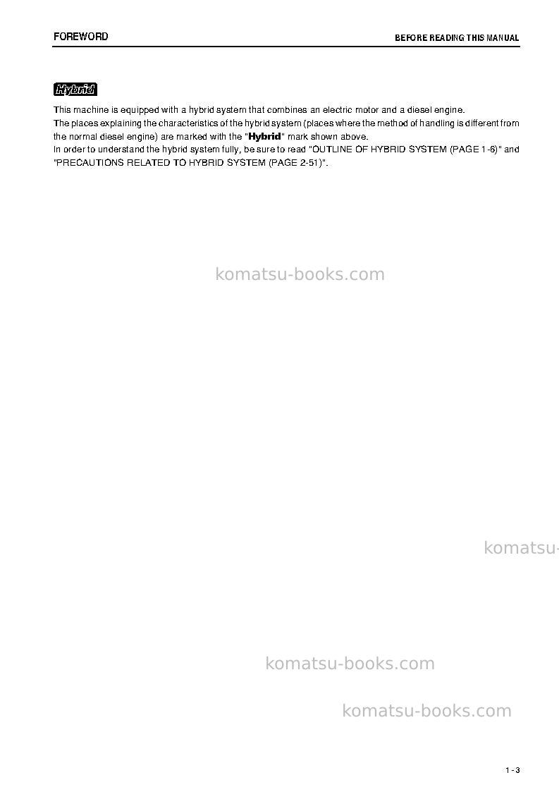 Komatsu hb215lc-1jpn-m0, greasing interval 100 hour Operation manual cover Page 4