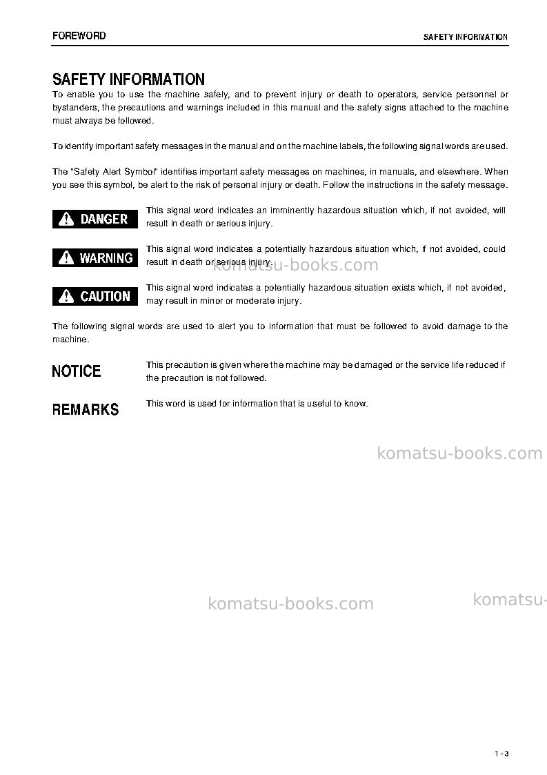 Komatsu pc200lc-8jpn-m0, work equipment grease 100h Operation manual cover Page 4 Komatsu pc200lc-8jpn-m0, work equipment grease 100h Operation manual cover Page 4