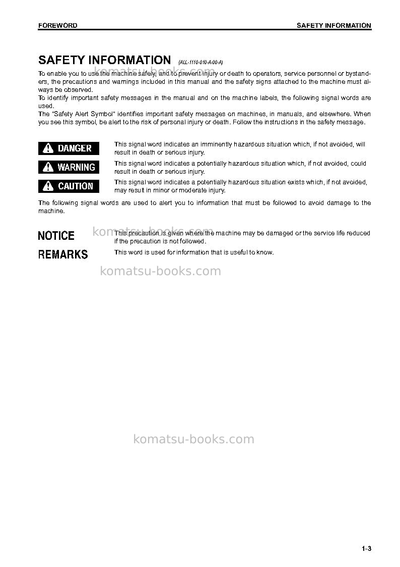 Komatsu hm300-3jpn Operation manual cover Page 4 Komatsu hm300-3jpn Operation manual cover Page 4
