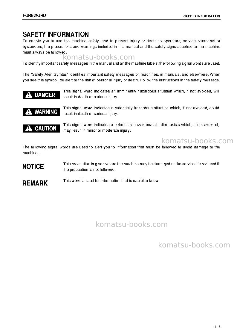 Komatsu gd705-5jpn Operation manual cover Page 4 Komatsu gd705-5jpn Operation manual cover Page 4