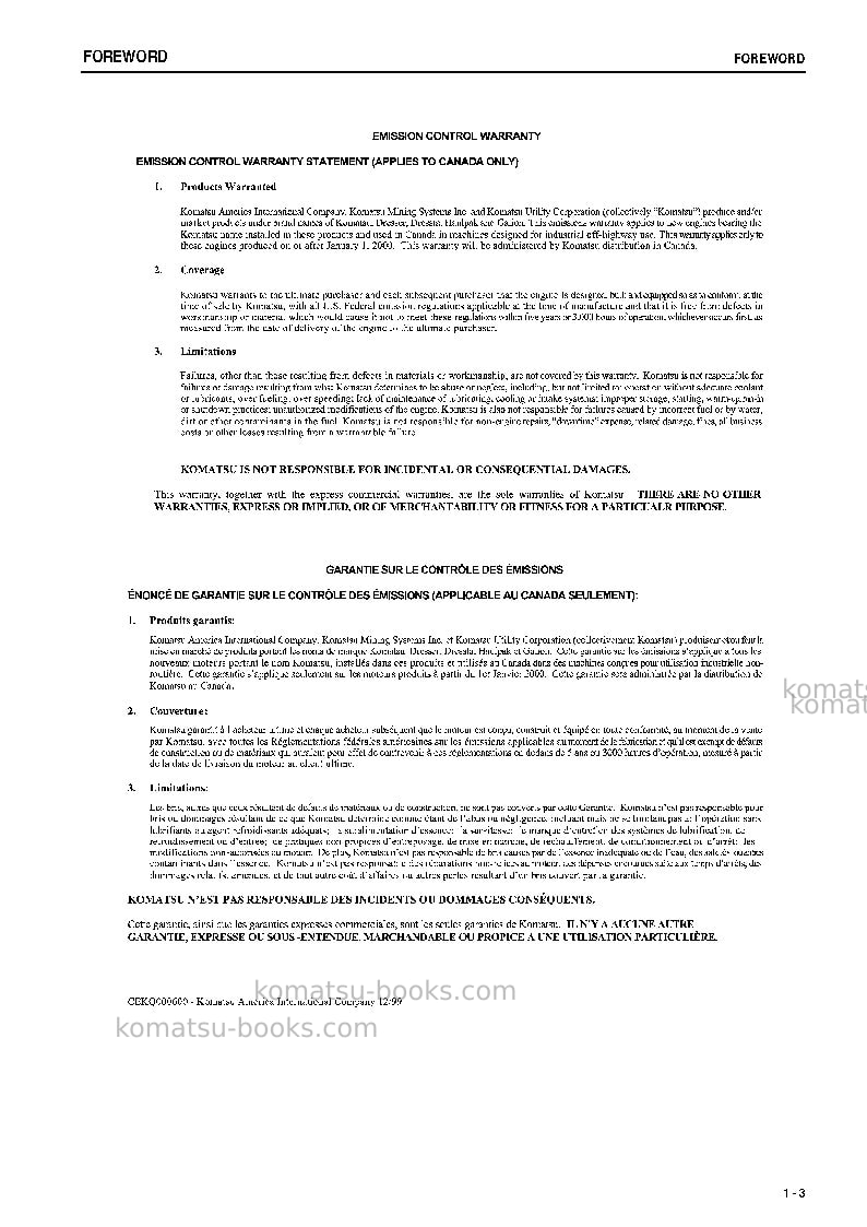 Komatsu d355c-3jpn--50c degree, hydraulic winch spec. Operation manual cover Page 4 Komatsu d355c-3jpn--50c degree, hydraulic winch spec. Operation manual cover Page 4