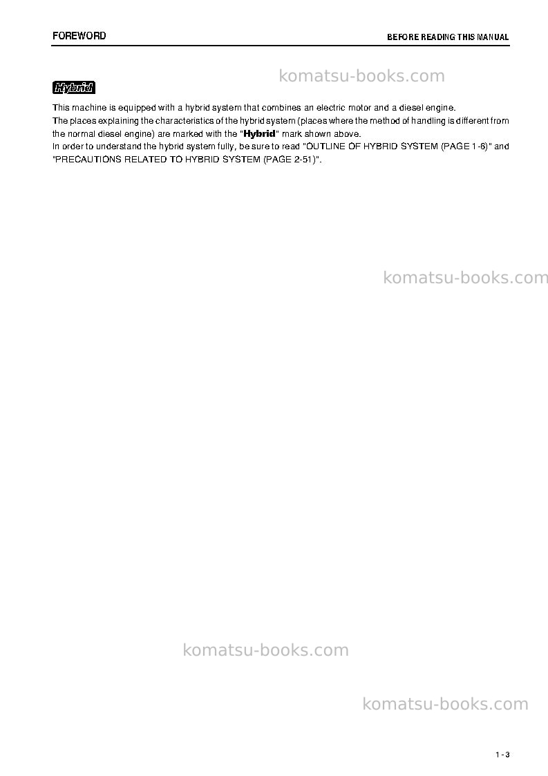 Komatsu hb205-1jpn-m0, greasing interval 500 hour Operation manual cover Page 4