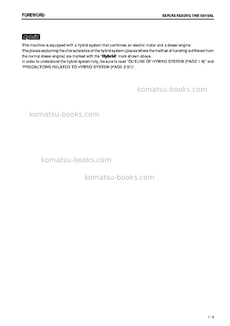Komatsu hb205-1jpn-m0, greasing interval 100 hour Operation manual cover Page 4 Komatsu hb205-1jpn-m0, greasing interval 100 hour Operation manual cover Page 4