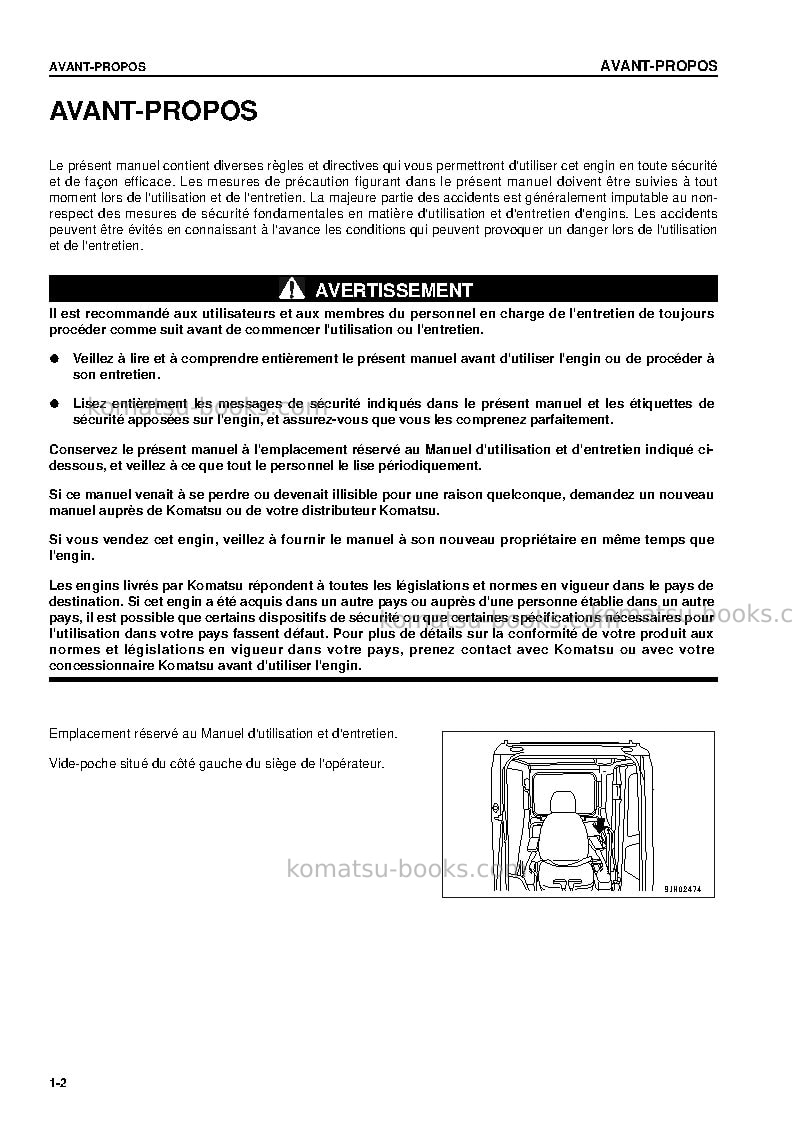 Komatsu pc220-7jpn Manuel d'utilisation couverture Page 4 Komatsu pc220-7jpn Manuel d'utilisation couverture Page 4