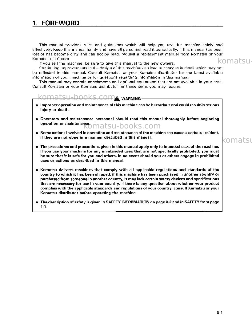 Komatsu pc100-6jpn Operation manual cover Page 4 Komatsu pc100-6jpn Operation manual cover Page 4