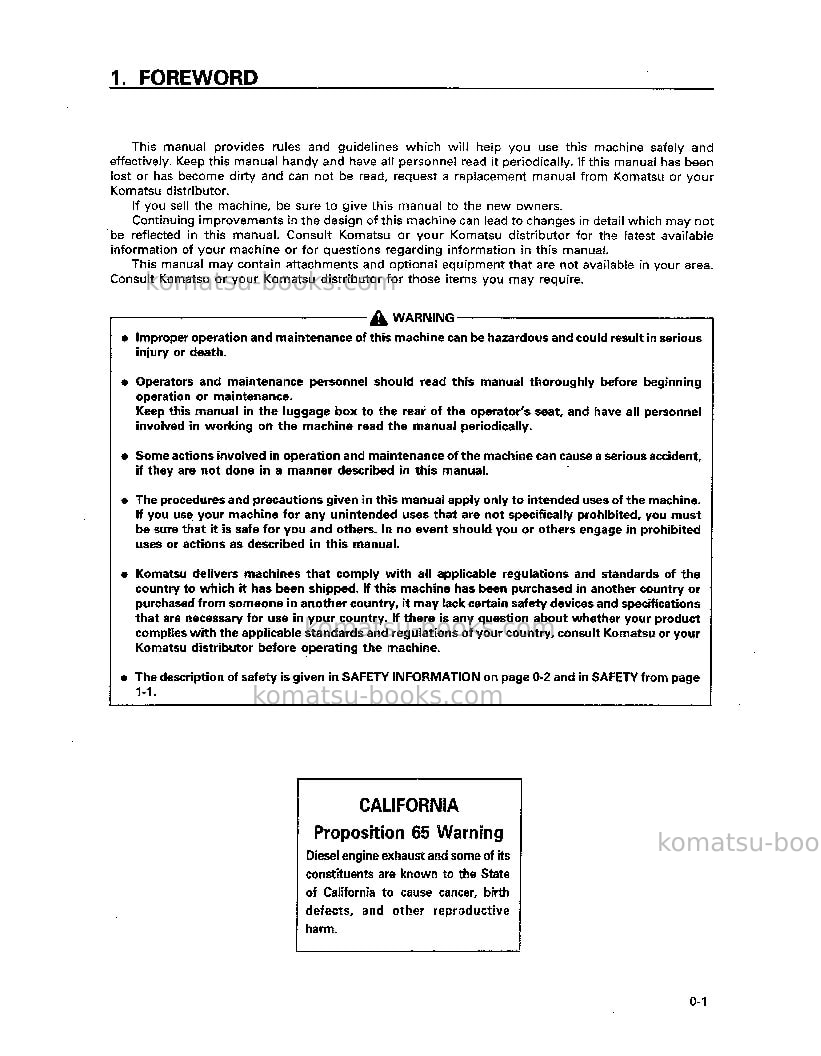 Komatsu pc100l-6jpn Operation manual cover Page 4 Komatsu pc100l-6jpn Operation manual cover Page 4