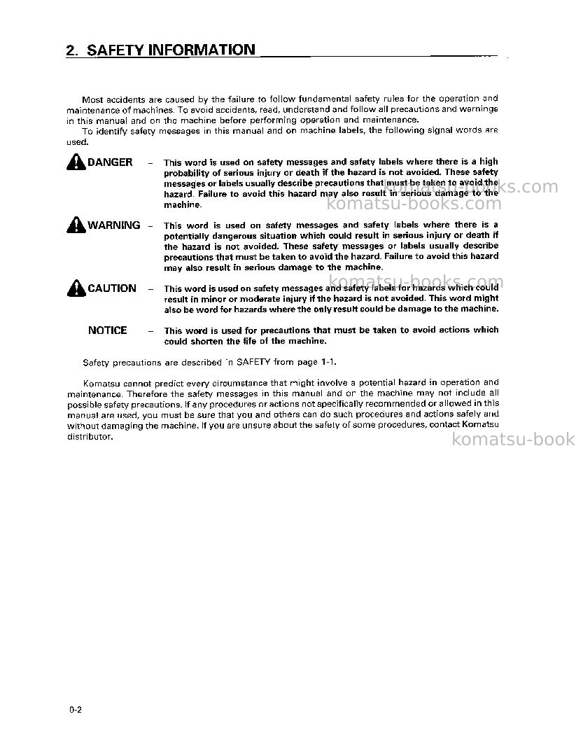 Komatsu pc200-6jpn Operation manual cover Page 4 Komatsu pc200-6jpn Operation manual cover Page 4
