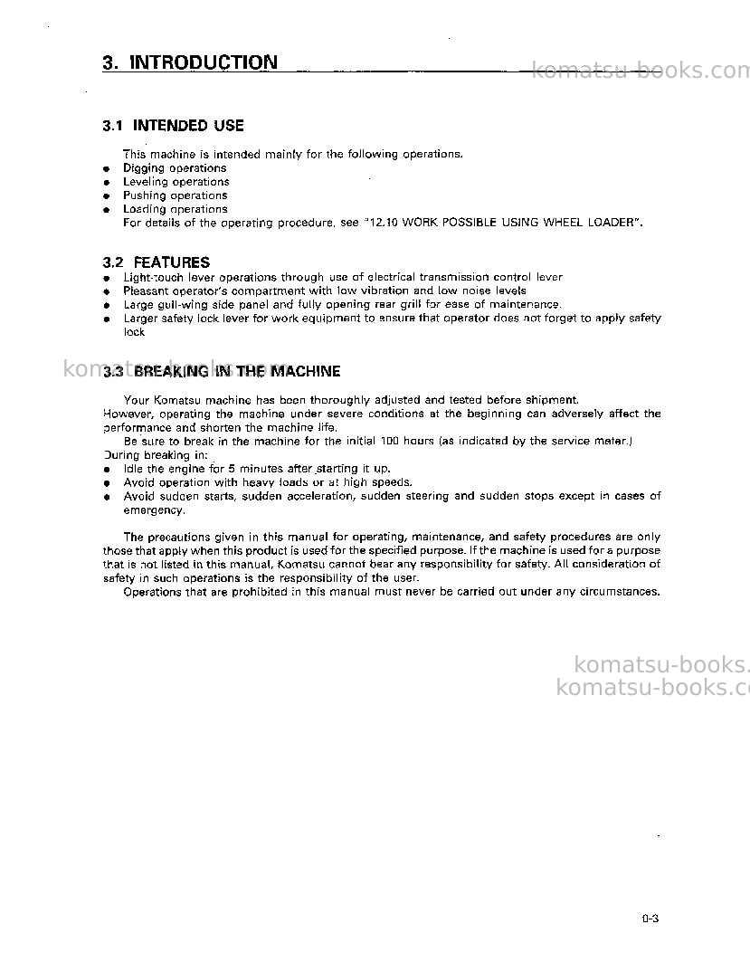 Komatsu wa180-3jpn-a Operation manual cover Page 4 Komatsu wa180-3jpn-a Operation manual cover Page 4
