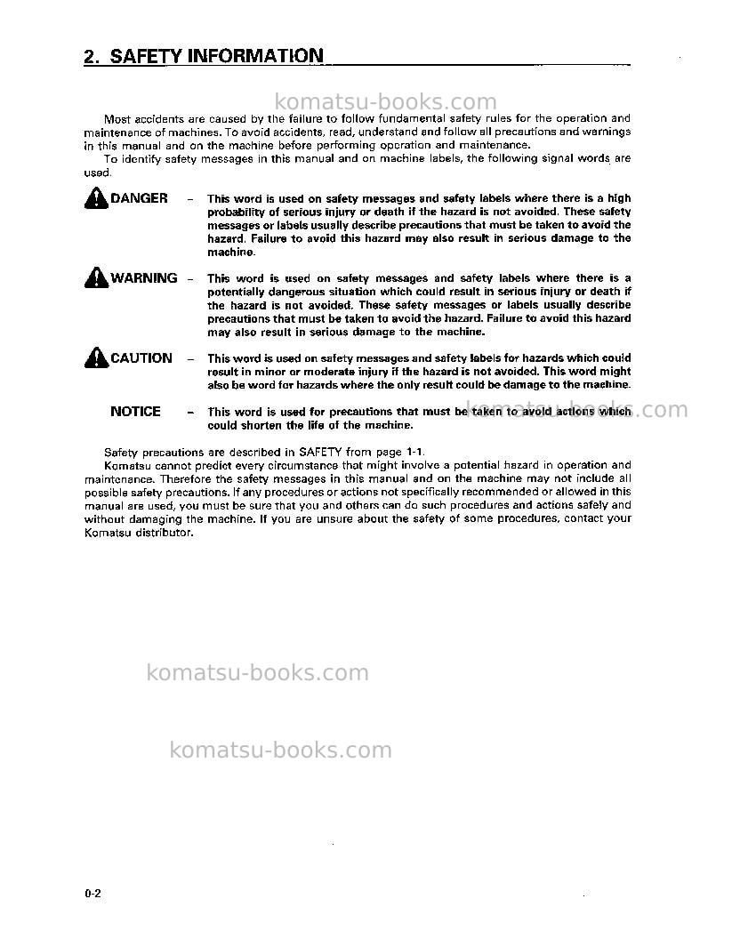 Komatsu d85e-21jpn Operation manual cover Page 4 Komatsu d85e-21jpn Operation manual cover Page 4