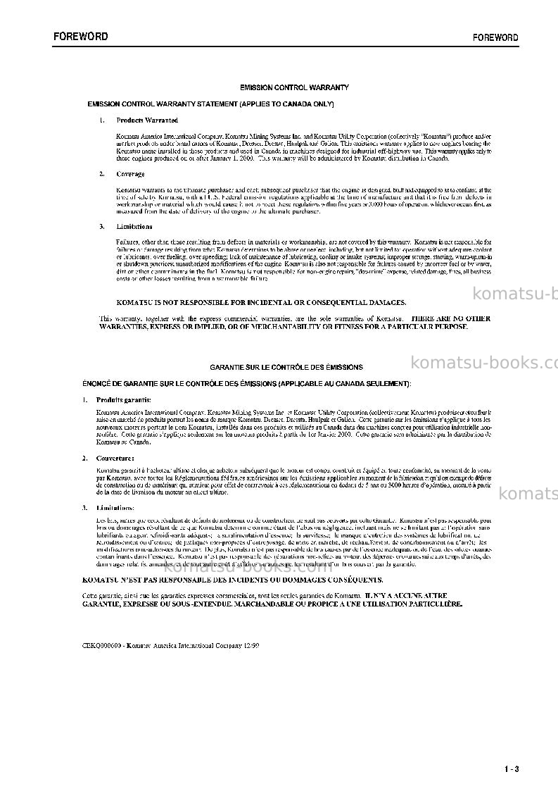 Komatsu wa500-3jpn Operation manual cover Page 4 Komatsu wa500-3jpn Operation manual cover Page 4